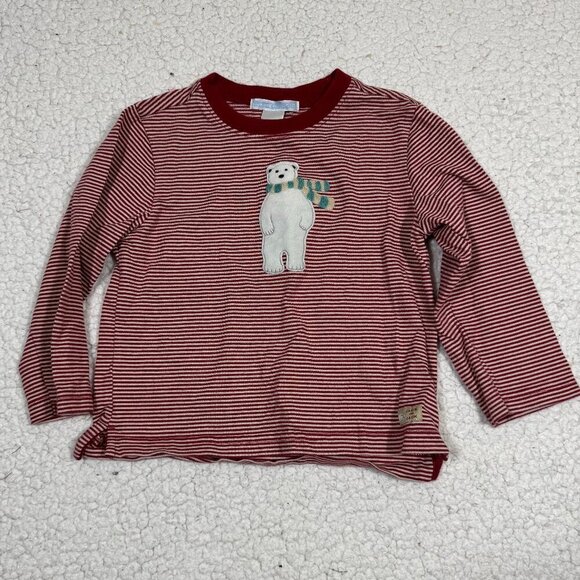 Janie and Jack Stripped Sherpa Polar Bear Top Shirt Toddler Size 2T Holiday - Picture 1 of 5